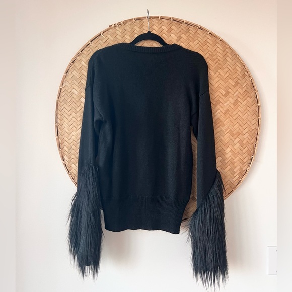 GORGEOUS ANIYE BY SWEATER WITH FAUX FUR STYLISH CUFFS PART WOOL/ALPACA - NWOT - Picture 5 of 10